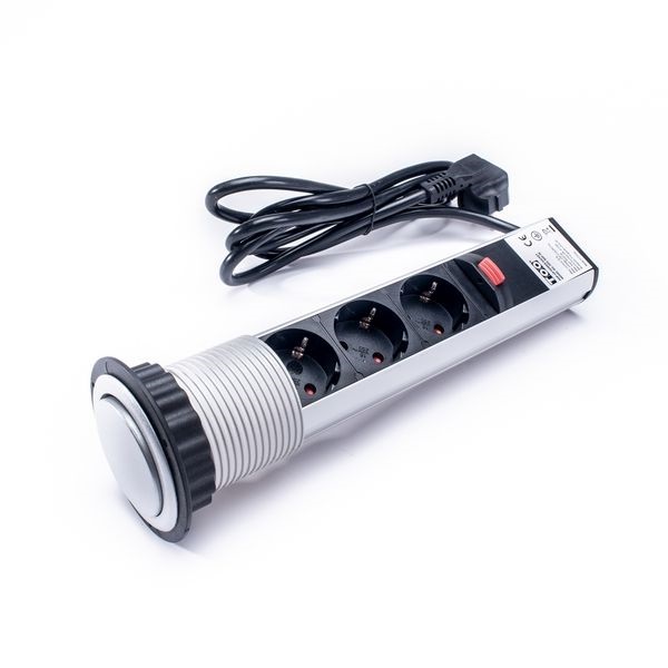 TOO PPS-300-3S IP20, 3x 2P+F, ezüst asztalba süllyeszthető elosztó (Újszerű)