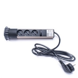 TOO PPS-301-3C IP20, 3x 2P+F, króm asztalba süllyeszthető elosztó (Újszerű)