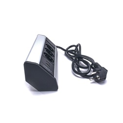 TOO VPS-315-3S IP20, 3x 2P+F, 2x USB-A, ezüst asztalra rögzíthető elosztó (Újszerű)
