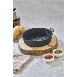 TOO kerek szilikon forma forrólevegős sütőhöz (air fryer) 20cm átmérő 5cm magasság, szürke, fekete vagy piros SL-3250