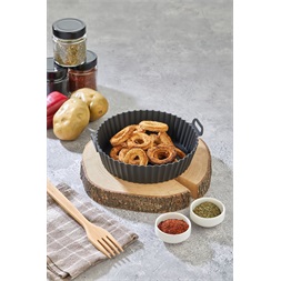 TOO kerek szilikon forma forrólevegős sütőhöz (air fryer) 20cm átmérő 5cm magasság, szürke, fekete vagy piros SL-3250