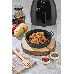 TOO kerek szilikon forma forrólevegős sütőhöz (air fryer) 20cm átmérő 5cm magasság, szürke, fekete vagy piros SL-3250