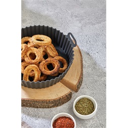 TOO kerek szilikon forma forrólevegős sütőhöz (air fryer) 20cm átmérő 5cm magasság, szürke, fekete vagy piros SL-3250