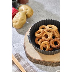 TOO kerek szilikon forma forrólevegős sütőhöz (air fryer) 20cm átmérő 5cm magasság, szürke, fekete vagy piros SL-3250