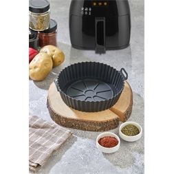 TOO kerek szilikon forma forrólevegős sütőhöz (air fryer) 20cm átmérő 5cm magasság, szürke, fekete vagy piros SL-3250