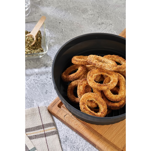 TOO összecsukható kerek szilikon forma forrólevegős sütőhöz (air fryer) 21cm átmérő, szürke, fekete vagy piros SL-3252