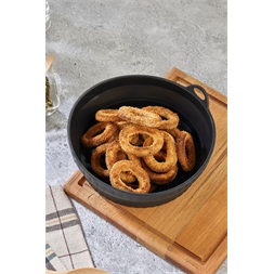 TOO összecsukható kerek szilikon forma forrólevegős sütőhöz (air fryer) 21cm átmérő, szürke, fekete vagy piros SL-3252