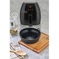 TOO összecsukható kerek szilikon forma forrólevegős sütőhöz (air fryer) 21cm átmérő, szürke, fekete vagy piros SL-3252