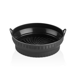 TOO összecsukható kerek szilikon forma forrólevegős sütőhöz (air fryer) 21cm átmérő, szürke, fekete vagy piros SL-3252