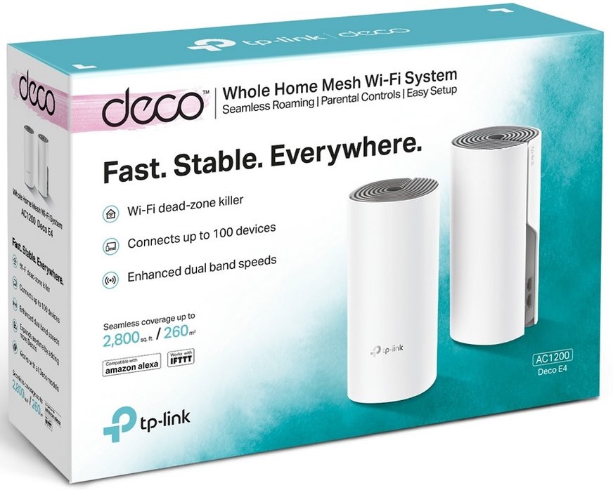 TP-Link DECO E4 AC1200 Whole-home Mesh Dual Band 802.11ac vezeték nélküli rendszer (2db-os)