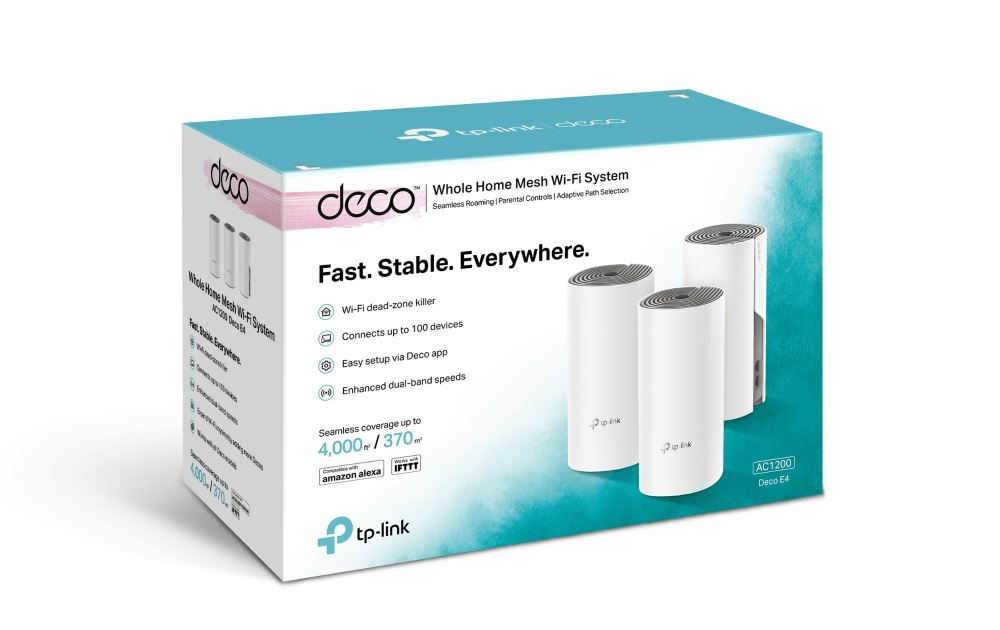 TP-Link DECO E4 AC1200 Whole-home Mesh Dual Band 802.11ac vezeték nélküli rendszer (3db-os)