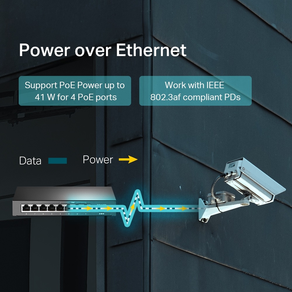 TP-Link TL-SF1008LP 8x10/100Mbps LAN port 4xPoE nem menedzselhető asztali switch