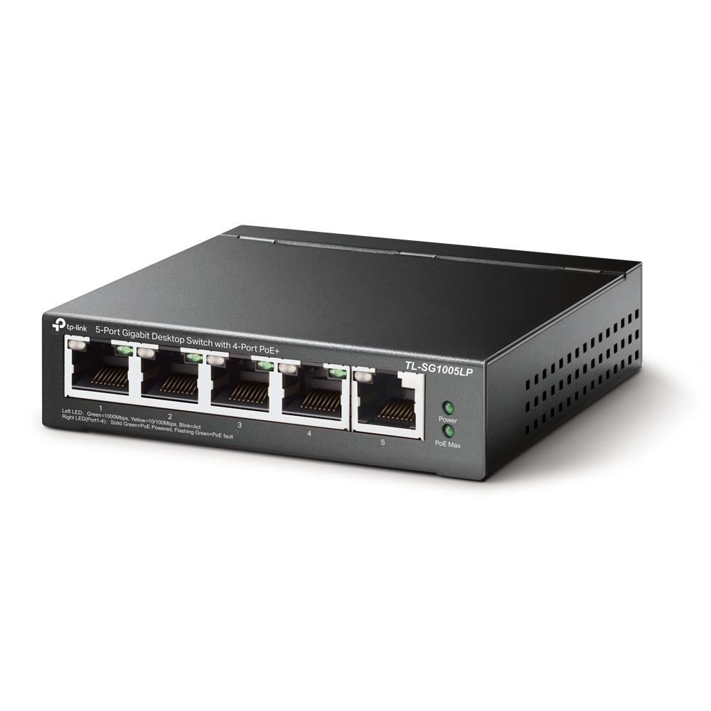 TP-Link TL-SG1005LP 5x10/100/1000Mbps LAN port 4xPoE+ nem menedzselhető asztali switch