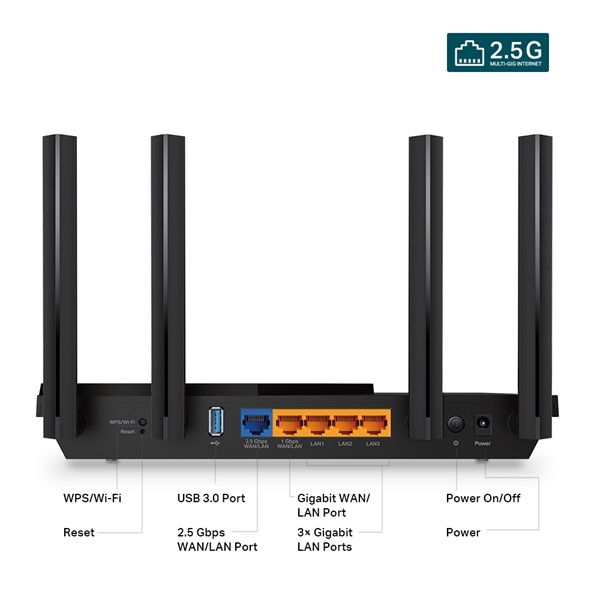 TP-Link Archer AX55 Pro AX3000 fekete multi-Gigabit Wi-Fi 6 router