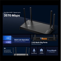 TP-Link Archer BE230 BE3600 fekete kétsávos Wi-Fi 7 router