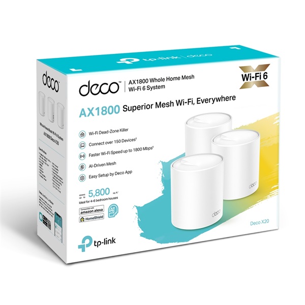 TP-Link DECO X20 AX1800 Whole Home Mesh Wi-Fi 6 802.11ax vezeték nélküli rendszer (3db-os)