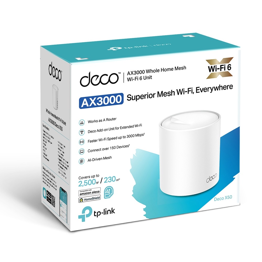 TP-Link DECO X50 AX3000 Whole Home Mesh Wi-Fi 6 802.11ax vezeték nélküli rendszer (3db-os)