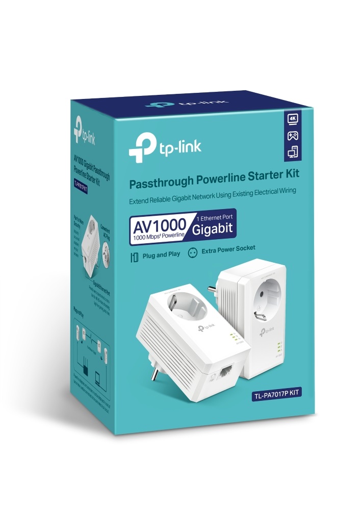 TP-Link TL-PA7017P KIT AV1000 Gigabit áramköri jeltovábbító készlet konnektor aljzattal