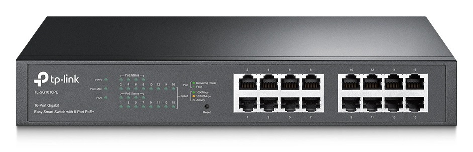 TP-Link TL-SG1016PE 16port GbE LAN PoE+ SMART menedzselhető asztali Switch