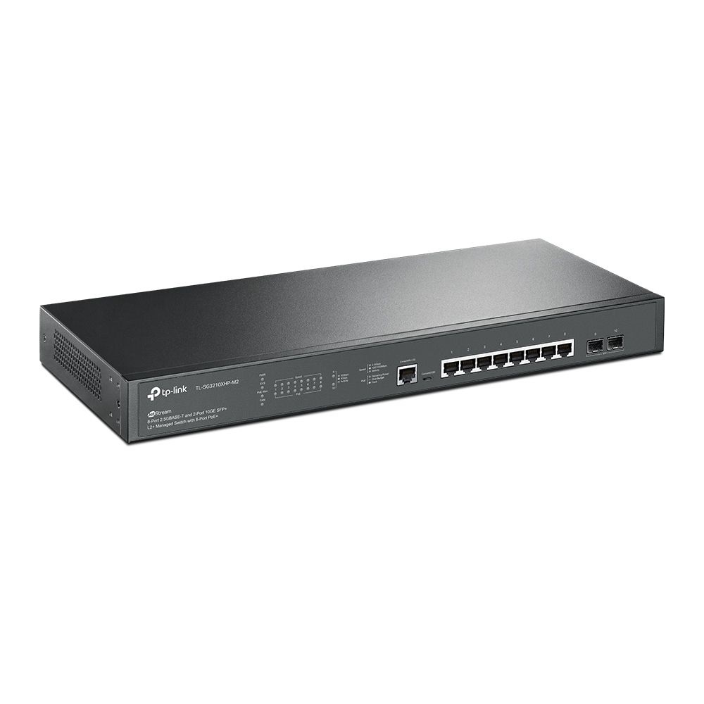 TP-Link TL-SG3210XHP-M2 JetStream 8x 2.5GbE PoE Multi-Gig LAN, 2x10GbE SFP+ L2+ menedzselhető PoE switch