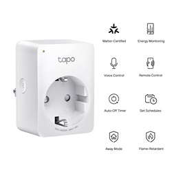 TP-Link Tapo P110M Mini fehér Wi-Fi-s okos konnektor, erőforrásfigyelő