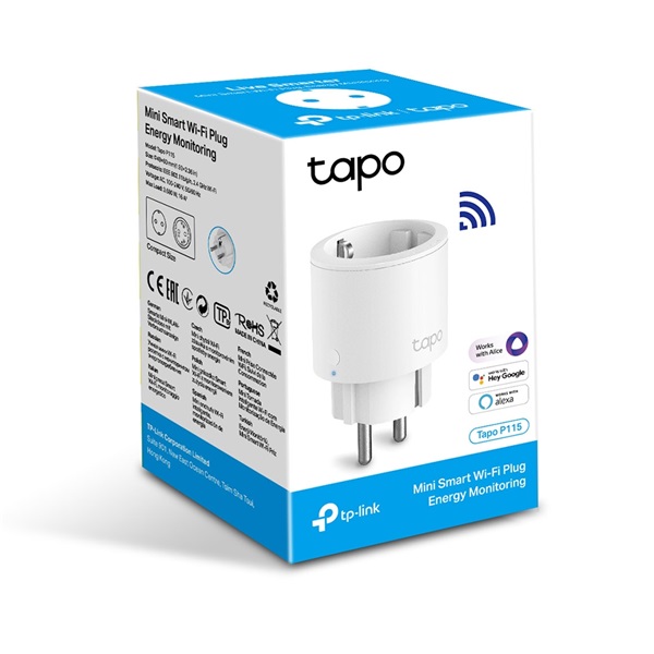 TP-Link Tapo P115(1-pack) Mini fehér okos Wi-Fi konnektor energiafigyeléssel