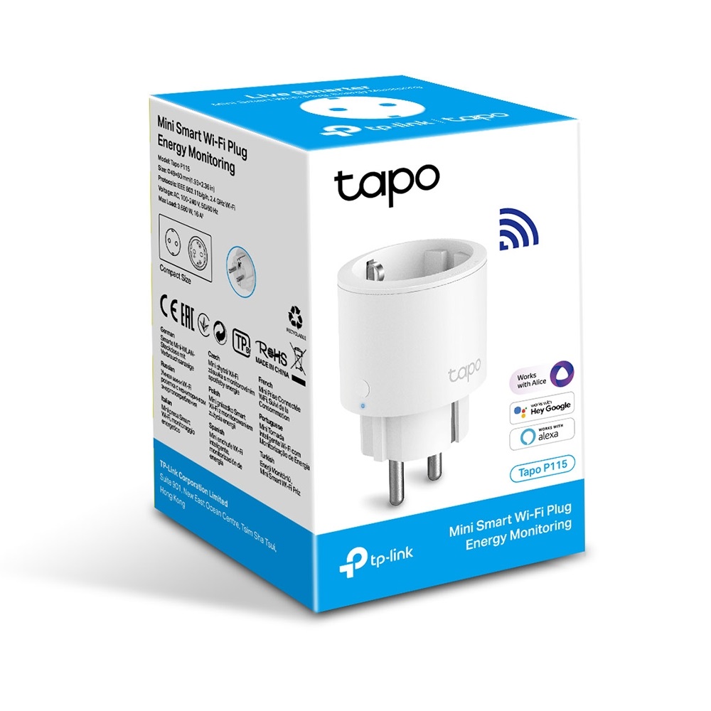 TP-Link Tapo P115(1-pack) Mini fehér okos Wi-Fi konnektor energiafigyeléssel