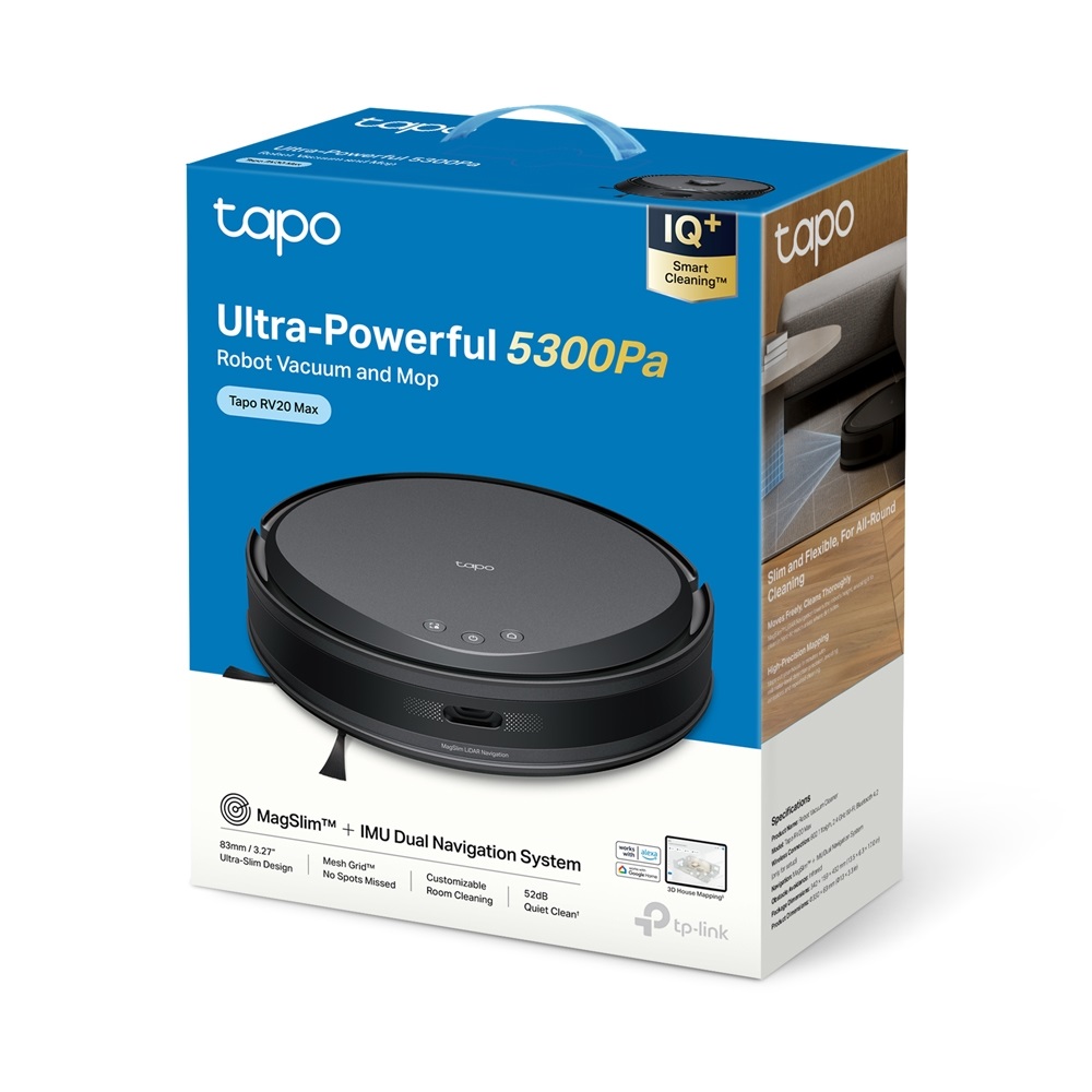 TP-Link Tapo RV20 Max MagSlim LiDAR fekete robotporszívó és felmosó - R