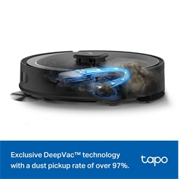 TP-Link Tapo RV30 Max Plus fekete robotporszívó és felmosó automata töltő, üritő dokkolóval - R