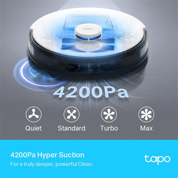 TP-Link Tapo RV30 Plus LiDAR navigációs robotporszívó és felmosó intelligens automatikus ürítő dokkolóval