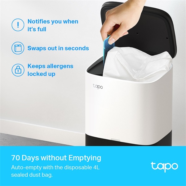 TP-Link Tapo RV30 Plus LiDAR navigációs robotporszívó és felmosó intelligens automatikus ürítő dokkolóval
