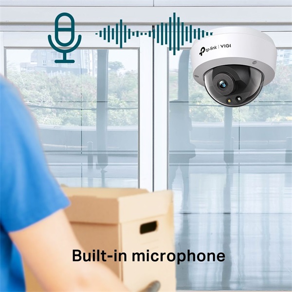 TP-Link VIGI C240 /4MP/2,8mm/kültéri/H265/IR30m/SD/Smart Detection/beépített mikrofon/Full-Color IP dómkamera