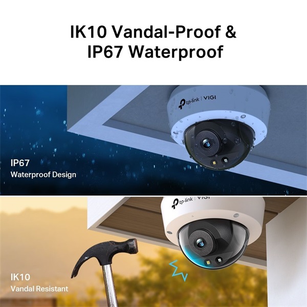 TP-Link VIGI C240 /4MP/2,8mm/kültéri/H265/IR30m/SD/Smart Detection/beépített mikrofon/Full-Color IP dómkamera
