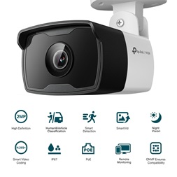 TP-Link VIGI C320I /2MP/6mm/kültéri/H265/IR30m/Smart Detection/IP csőkamera