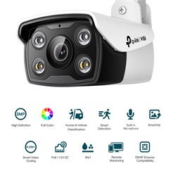 TP-Link VIGI C330 /3MP/4mm/kültéri/H265/IR30m/Smart Detection/beépített mikrofon/Full-Color IP csőkamera