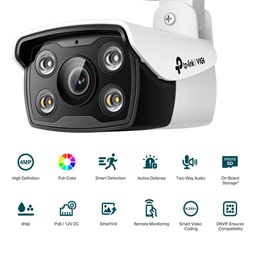 TP-Link VIGI C340 /4MP/4mm/kültéri/H265/IR30m/SD/Smart Detection/kétirányú hang/Full-Color IP csőkamera