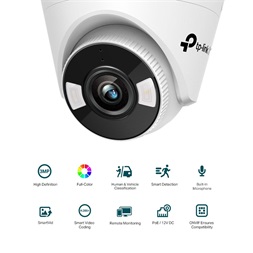 TP-Link VIGI C430 /3MP/2,8mm/beltéri/H265/IR30m/Smart Detection/beépített mikrofon/Full-Color IP turret kamera