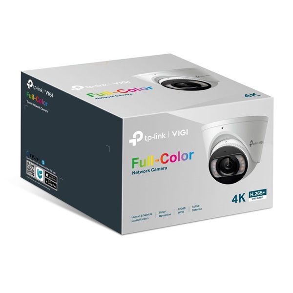 TP-Link VIGI C485(2.8mm) /Kültéri/8MP/2,8mm/IR/LED30m/FullColor/Smart/fém ház/ Duál megvilágítású IP turret kamera