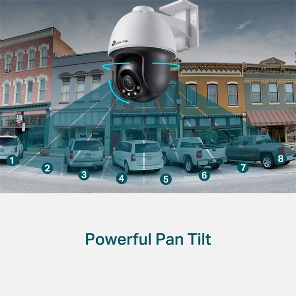 TP-Link VIGI C540 /4MP/4mm/kültéri/H265/IR30m/SD/Smart Detection/kétirányú hang/Full-Color IP PT kamera