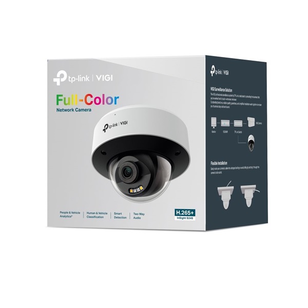 TP-Link VIGI InSight S245(2.8mm)Kültéri/4MP/2,8mm/IR/LED30m/IK10/FullColor/Smart/fém ház/Duál megvilágítású IP dómkamera