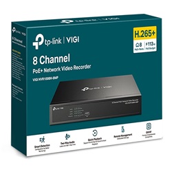 TP-Link VIGI NVR1008H-8MP /8 csatorna/H265/80Mbps rögzítés/1x SATA/8x PoE+ hálózati rögzítő (NVR)