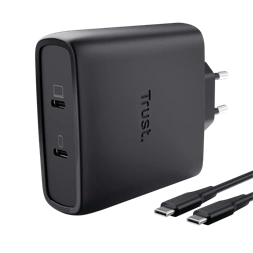 TRUST 25527 Maxo 100W 2x USB-C csatlakozással - fekete hálózati GaN töltő