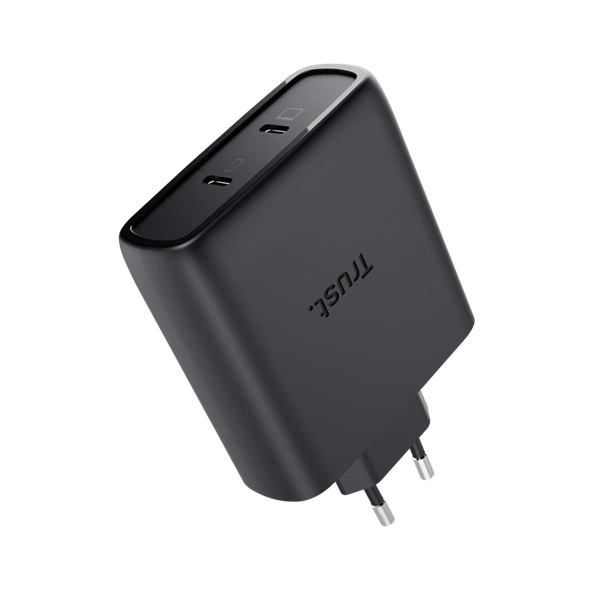 TRUST 25527 Maxo 100W 2x USB-C csatlakozással - fekete hálózati GaN töltő