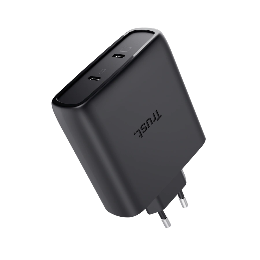 TRUST 25527 Maxo 100W 2x USB-C csatlakozással - fekete hálózati GaN töltő