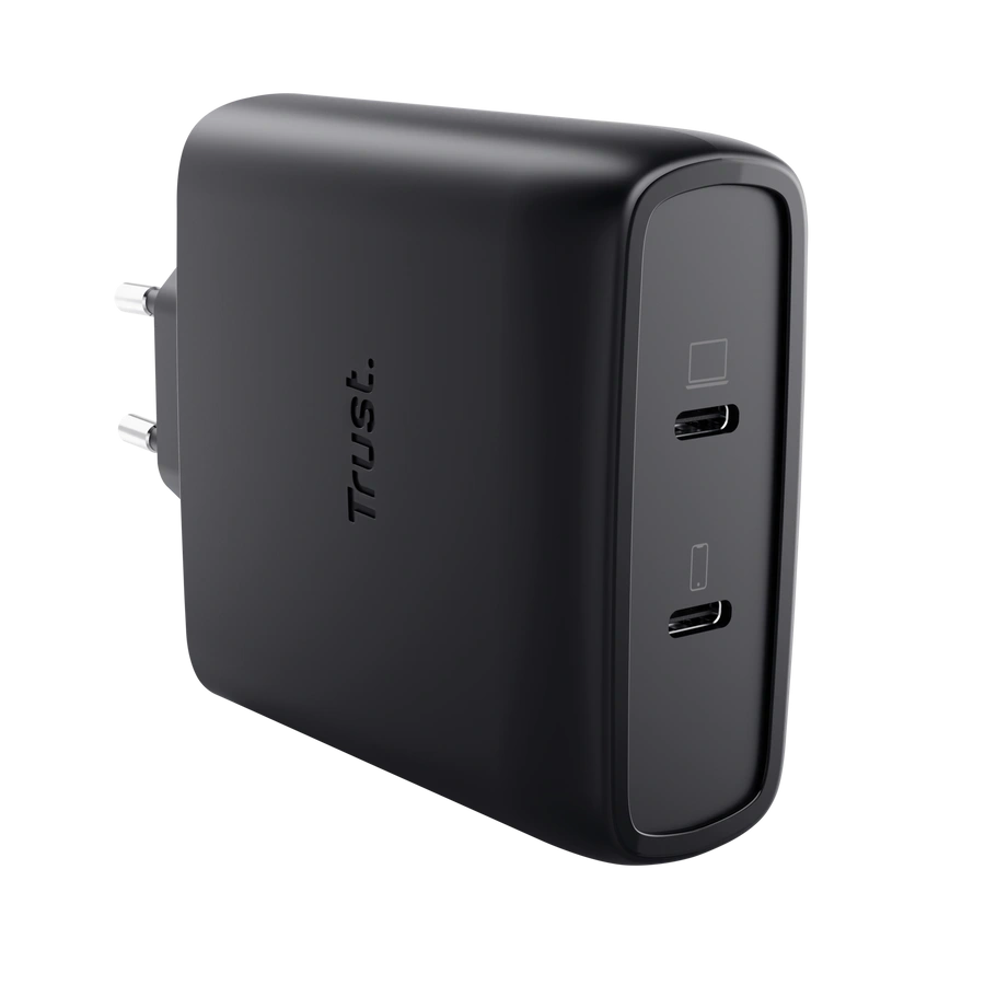 TRUST 25527 Maxo 100W 2x USB-C csatlakozással - fekete hálózati GaN töltő