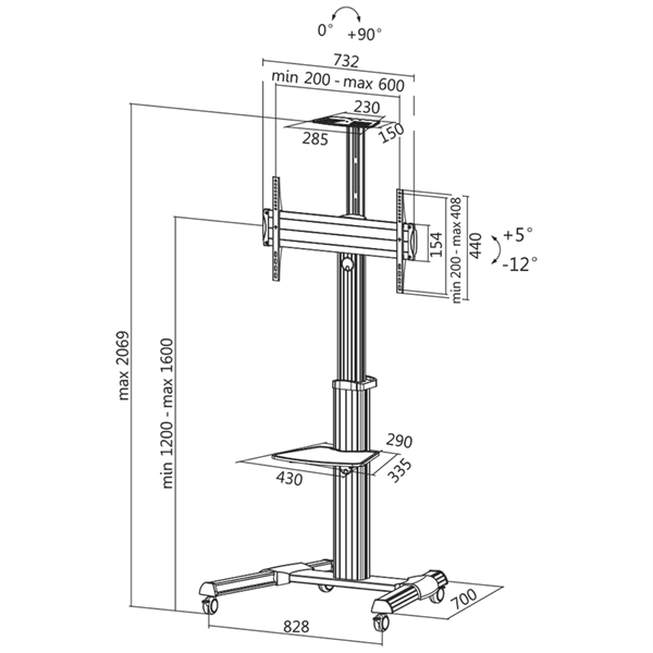 Logilink BP0025 TV stand, adjustable TV height, 37–65“, max. 50 kg
