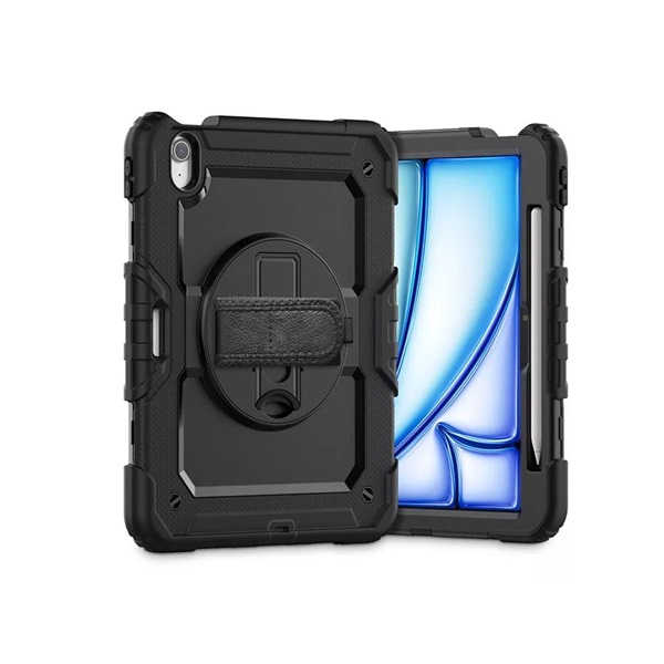 Tech-Protect TP308736 iPad Air 6 (2024) 11.0 fekete ütésálló tablet tok 4H kijelzővédő üveggel