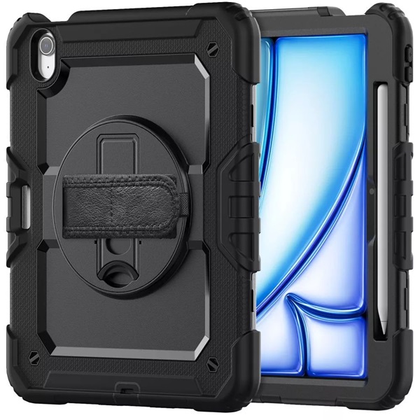 Tech-Protect TP308736 iPad Air 6 (2024) 11.0 fekete ütésálló tablet tok 4H kijelzővédő üveggel