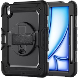 Tech-Protect TP308736 iPad Air 6 (2024) 11.0 fekete ütésálló tablet tok 4H kijelzővédő üveggel
