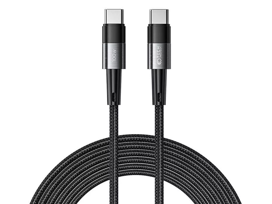 Tech-Protect TP606133 Type-C to Type-C 3m 100W PD fekete adat- és töltőkábel